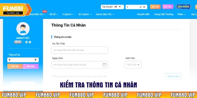 Kiểm tra thông tin cá nhân 